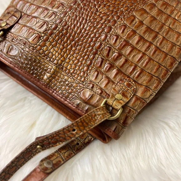 Brahmin Tan Crocodile-Embossed Shoulder Bag - Picture 11 of 15